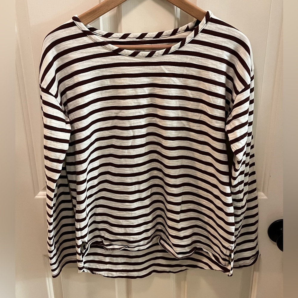 Maroon and white striped MadeWell Sweater!